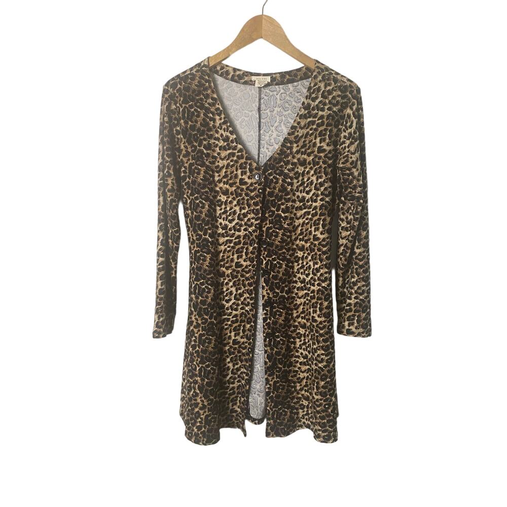 Yelete Women's Animal Print Button Long Cardigan Size Medium